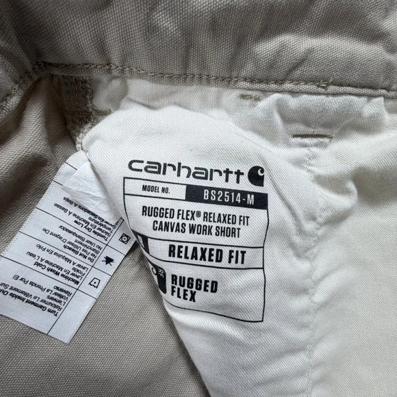 Carhartt Mens BS2514-M Rugged Flex Relaxed Fit Canvas Work Shorts Tan Khaki 36 - Picture 4 of 11